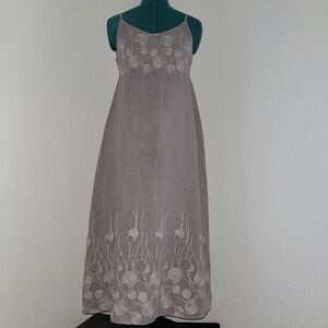 2/$15.  100% Italian linen. Chic Gray Embroidered Maxi Dress